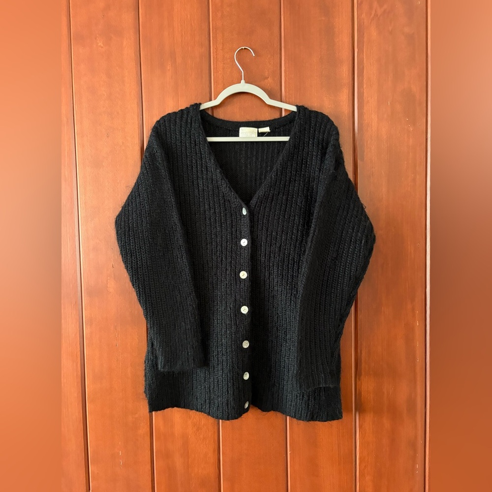 Knit Mohair oversized v-neck knit cardigan
